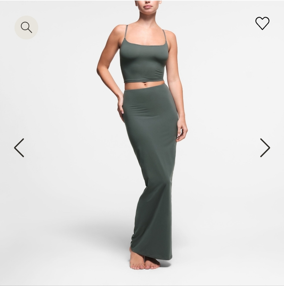 SKIMS Fits Everybody Maxi Skirt Forest Green. Size Medium. SOLD OUT ONLINE.